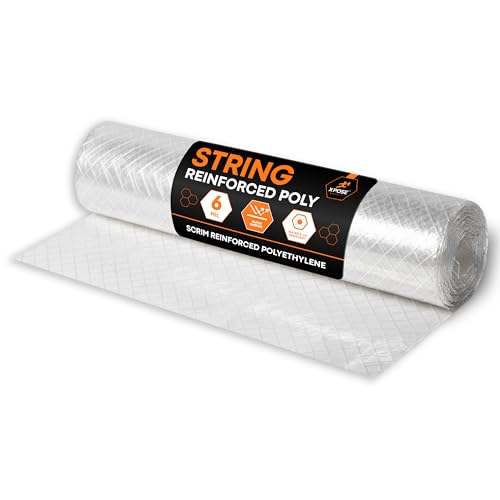 Xpose Safety 6 Mil Clear Plastic Sheeting 20 x 100 Dura Skrim String Reinforced Heavy Duty Polyethylene FilmTear Resistant UV Resistant Weatherproof Vapor Barrier for Construction & Industrial Use
