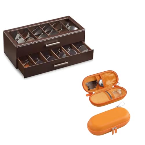 ProCase Glasses Organizer Bundle with EVA Dual Sunglasses Case
