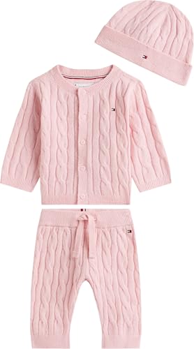 Tommy Hilfiger Baby Set Hose, Cardigan und Mütze, Rosa (Duchess Pink), 80