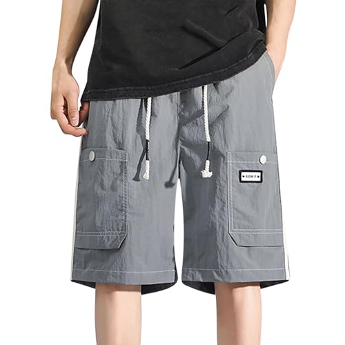 Image of Men's Cargo Shorts Elastic Waist Adjustable Drawstring Lightweight Loose Fit Casual Shorts Summer Knee Length Pants