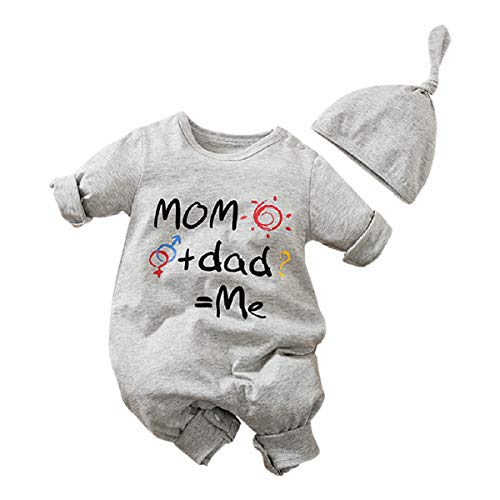 IURNXB Recién Nacido Mangas Largas de Algodón Cómodas Diarias Mono Estampado Sencillo 0-24 Meses