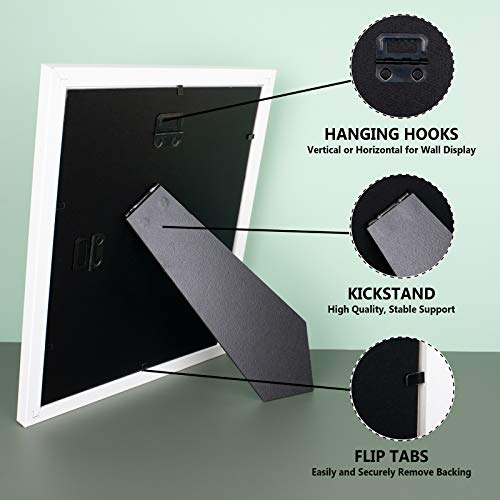 Annecy 8x10 Picture Frame (1 Pack, Gray) - 8x10 Photo Frames with Real Glass for 5x7 with Mat- Wall Mount & Table Top Display
