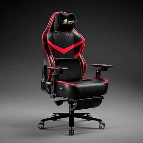 Image of Green Soul Monster Pro | Gaming & Office Chair | Ventilated Seats, Massager & ErgoCurve Legrest | Memory Foam Magnetic Neck & Lumbar Pillow | 5D Adjustable Armrests | Silent Wheels (Red & Black)