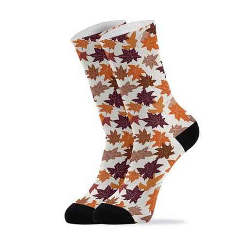 JUNZAN Calcetines para mujer, diseño de hojas de otoño, para mujeres y niñas, talla 6-10