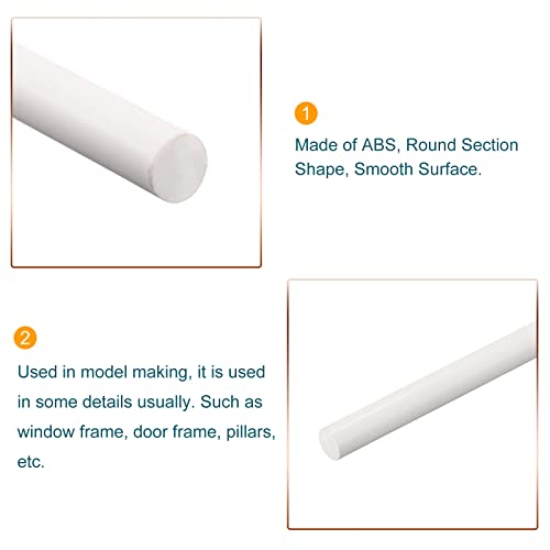 Image of MECCANIXITY ABS Plastic Rod Round Solid White Bar 5.2mmx250mm for DIY Model Material, Architectural Model Making, DIY Sand Table, Pack of 10