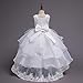 Flower Girls Sleeveless Floral Lace Tulle Princess Puffy Tulle Dress Bridesmaid Wedding Communion Party Pageant Birthday Maxi Formal Prom Evening Ball Gown for Kids White-Organza 4-5T