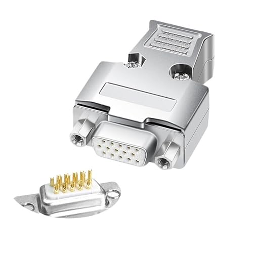 sjgqwt Pure Copper Gold-Plated VGA Soldering Head Connector 3 Rows 15 Pin HDB15 Male Female Plug Computer M>oni>tor Projector VGA Joints(Female-Solid Pin-F)
