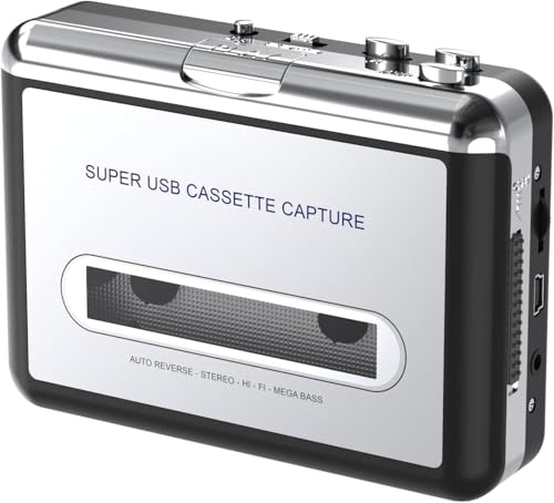 Lettore di cassette, registratore portatile con cuffie, converte audiocassette in