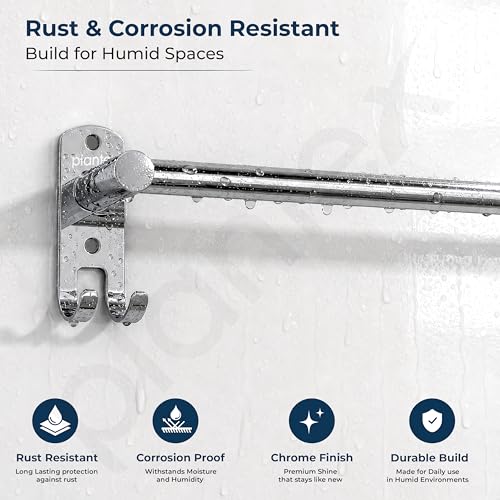 Image of Plantex J4 Stainless Steel Self Adhesive Towel Rod for Bathroom /Single Towel Hanger Without Drill /Towel Holder for Bathroom /24 Inch Towel Rod with Hook /Bathroom Accessories- Pack of 1 (Chrome)
