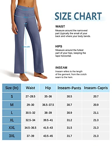 First Way Buttery Soft Women's Bootcut Yoga Pants Capris With 3 Pockets Lounge Floral Printing Full-Length, Blue Granite Xl #TOP5