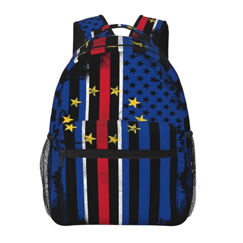 Noasqll Cape Verdean American Flag Cabo Verde Backpack Casual Pack Bag Laptop Backpack With Side Pocket Front Zipper Pocket Bookpack Travel Daypack Picnic Rucksack
