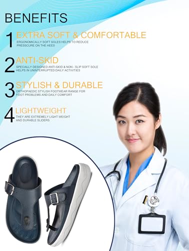 Image of HEALTH FIT Extra Soft Premium Classic Cushion Sliders /with Adjustable Buckle Strap & Light Weight Anti-SkidWaterproof Luxurious Slippers for Men's HF121