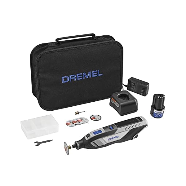 Dremel 8250 12V Lithium-Ion Variable Speed Cordless Rotary Tool with Brushless Motor, 5 Rotary Tool Accessories, 3Ah…
