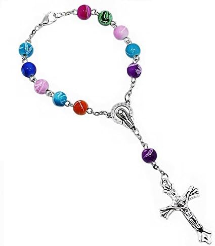 Jerrial Rosary Beads Catholic Bracelet Crucifix Jerusalem One Decade Auto Rosary Beautiful Religious Gift for Women