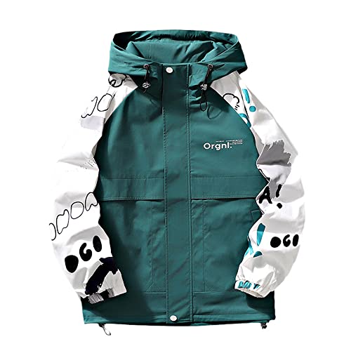 Sale Men's Patchwork Hooded Jacket Oversize Thin Boys' Clothing Male Autumn