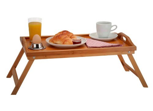 Élégant plateau bambou – 50 x 30 cm – Plateau – Plateau en bois – plateau petit déjeuner de lit – Table pour lit, 2 - Pack