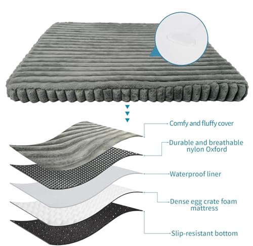 AOYOTO Orthopädisches Memory-Schaum Hundebett XXL, Wasserdicht, Rutschfestes Outdoor-Hundebett mit Abnehmbarem Waschbarem Bezug, Ideal für Große Hunde, Labradore & Bulldoggen