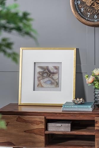 Large 23.6x23.6 Inch Agate Shadow Box Wall Art with Champagne