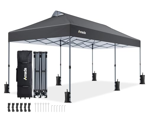 Amada 20x10 Pop Up Canopy Tent - Center Lock One Push...