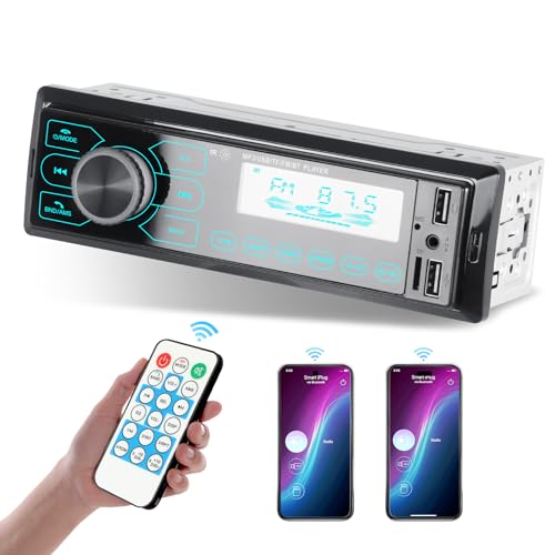 Single Din Car Radio, Car Stereo with Bluetooth Handsfree with App Control Supports FM/AUX/TF/EQ/USB,Quick Charge | Not a CD Player
