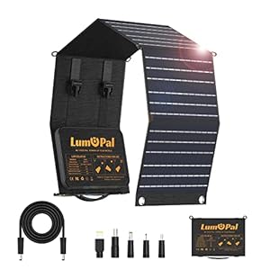 LUMOPAL Solarpanel Faltbar mit 60W type C Solar Ladegerät USB-A 3, 0 (22w max)Solar Charger, IP65 Solarmodul Faltbares Solarpanel Outdoor für iPhone, Andriod handy, Tablets, Tragbare Powerstation, Camping