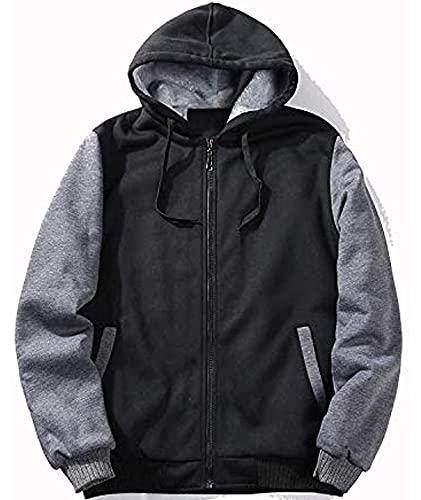 Scodi Hoodies For Men Winter Fleece Sweatshirt - Full Zip Up Thick Sherpa Lined 1712-Blackgrey-M #TOP1