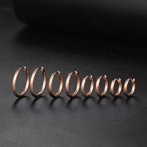 Image of 316L Surgical Stainless Steel Huggie Hoop Earrings 6mm 8mm 10mm 11mm 12mm 14mm Hypoallergenic Earrings Ring Cartilage Helix Lobes Hinge Sleep Earrings for Men Women