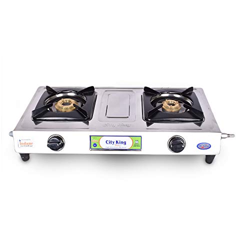 Image of CITY KING Stainless Steel SSTop Mini 2 Burner Gas Stove (Silver)
