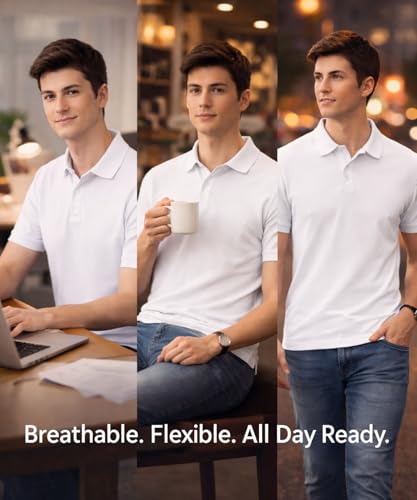 Image of AWG ALL WEATHER GEAR Men's Cotton Blend Polo T-Shirt | Plain Regular Fit | Soft Breathable Fabric | Casual & Formal Wear | Half Sleeve | Collared T-Shirt | Mens Tshirts | Tees for Man