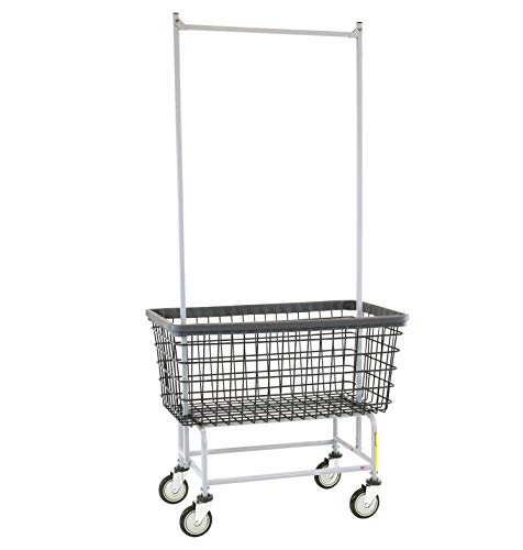 R&B Wire™ 201H56/D7 Wire Laundry Cart, 6 Bushel with Double Pole Rack, Dura-Seven™, Seven Year No Rust Guarantee, Made in USA