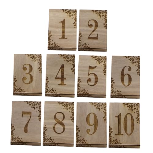 AUTSUPPL Números de Mesa de Madera del 1 al 10 para Decoración Rústica de Bodas, 10 Piezas Ligeras y Resistentes, Adecuado para Recepción y Eventos Obsequios