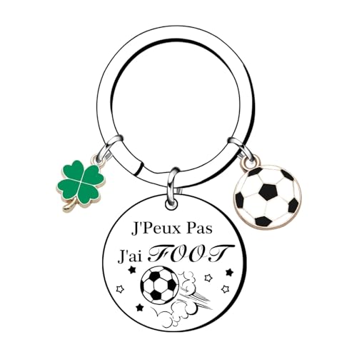 Porte-clés foot « J'peux pas, j'ai foot » avec acier inoxydable et breloque ballon de football – idéal cadeau pour footballer