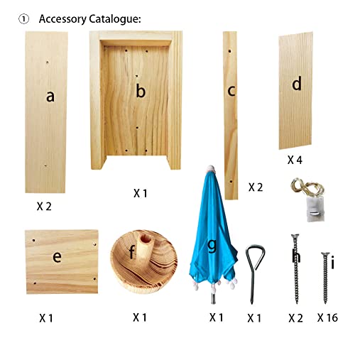 La Ken Du,Squirrel Feeder For Outside Hanging With Umbrella-Bird Squirrel Picnic Table Feeder With String Lights(Natural Wood & Wooden Water Bowl Blue) #TOP3