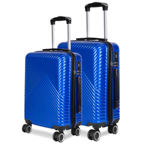 MERCURY TEXTIL  Juego de 2 Maletas de Viaje de Cabina y Mediana. Maletas de ABS y Polipropileno, Rígidas, Ligeras y Resistentes 4 Ruedas Dobles 360º (Azul)
