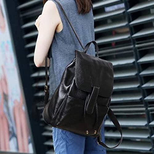 Backpacks Women's Casual Leather Handbags And Backpacks Travel Leather Ladies' Bags (Color : Black)4