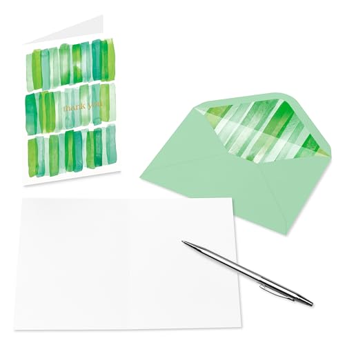 Image of Papyrus 12-Count Blank Thank You Cards with Envelopes (Green Stripes)
