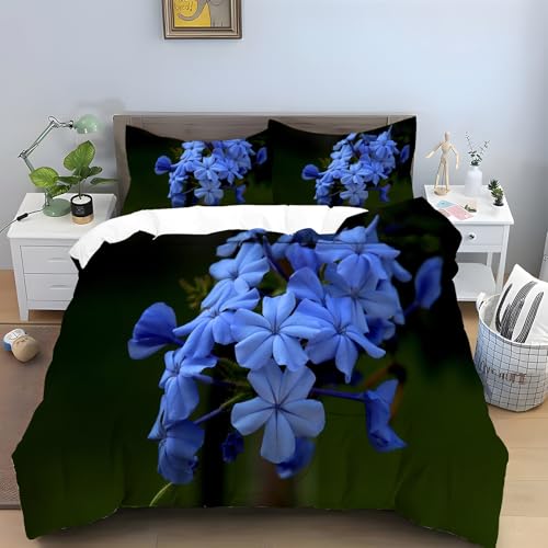 Bluebell Double Duvet Cover Sets 3 Piece, Blue Flowers Bedding, Soft and...