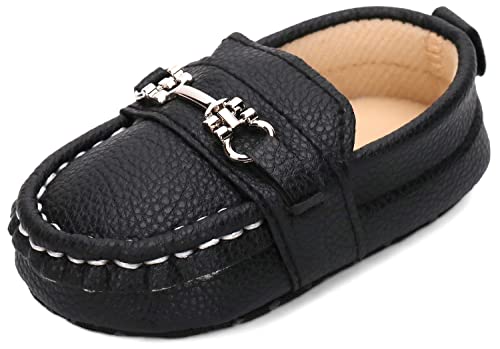 Image of QIETION Baby Boys Girls Oxford Shoes PU Leather Soft Sole Sneakers Anti-Slip Toddler Ankle Boots Infant Walking Shoes