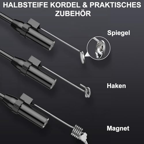 HANMATEK Industrie-Endoskop,4,3-Zoll-TFT-Bildschirm,16,5ft flexibles Kabel,IP67 wasserdicht,8mm Kamera mit einstellbarer LED-Beleuchtung,USB-C Aufladung,4 Stunden Akkulaufzeit,180° drehbares Display