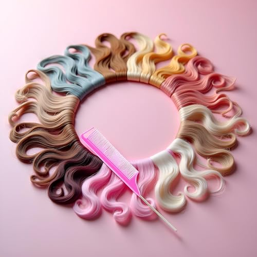 Peine Cola de Rata Rosa de Fibra de Carbono para Estilismo miniatura 2