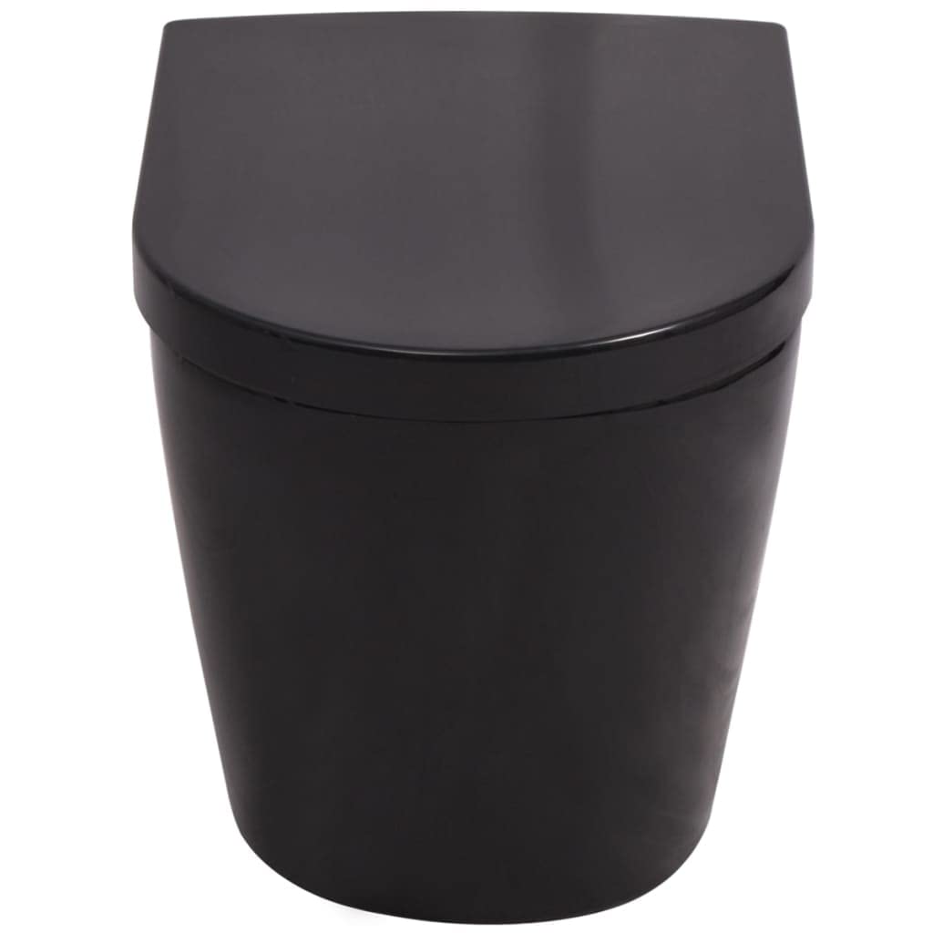 vidaXL WC Sospeso Ceramica Nera Sanitari per Bagno Water Tazza da Parete Muro