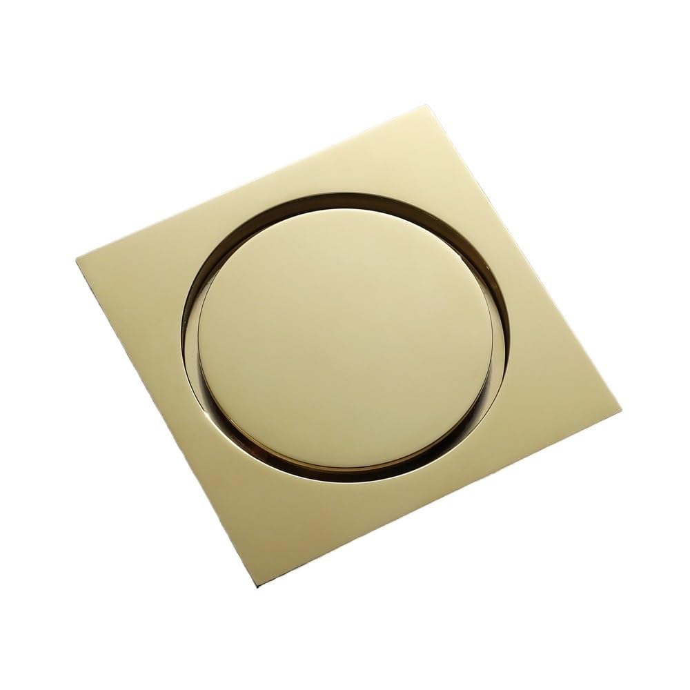 Floor Drain Floor Drain Brass Rose Gold Square 10x10cm Bathroom Shower Waste Grates Strainer Toilet Balcony Water Drains(Gold 051-3)