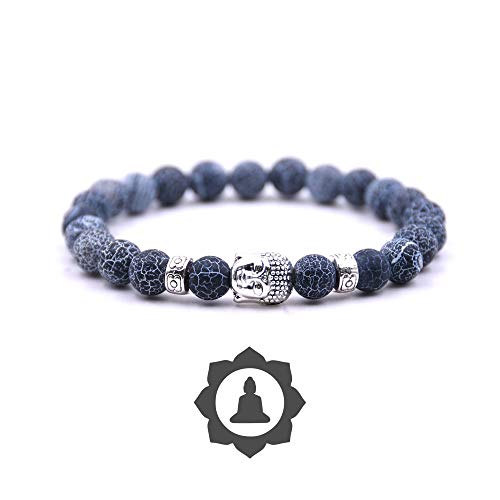 crintiff - Buddhist Bead Bracelet with Tiger Eye - Chakra boudhist Bracelet Bangle for Women and Men, 8mm Beads