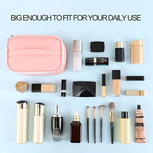 Makeup Bag Cosmetic Bags Small For Women Ladies Zipper Pouch Makeup Organizer Waterproof Cute (Light Pink) #TOP3