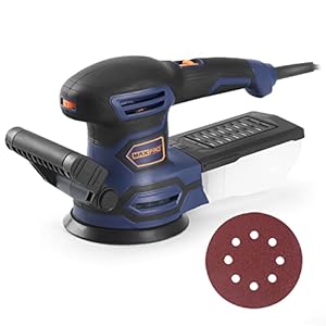 Exzenterschleifer, MAXPRO 450W Schleifmaschine 13000 r/min 125 mm, 6 Geschwindigkeiten, 3m Kabel, Orbital Sander, Schleifer für Holz,Metall, mit Staubsammelung System