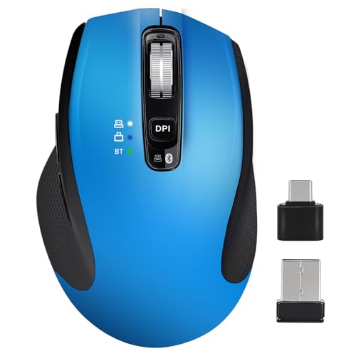 Mouse inalámbrico silencioso y recargable para trabajar sin ruidos en Mac o iPad color azul