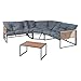 casa.pro Gartenmöbel Set Karg Balkonmöbel Lounge Set 4-teilig Sitzgruppe 3 Sofaelemente mit Couchtisch Outdoor Ecksofa Rattan-Armlehne Kissen wetterfest Dunkelgrau/Rattanoptik