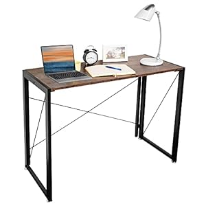 Ezigoo Scrivania Grande da Studio Semplice, Scrittoio Pieghevole Marrone, Scrivania Computer per Adulti Bambini, Stazione di Lavoro Stilosa Portatile per Laptop per Casa O Ufficio