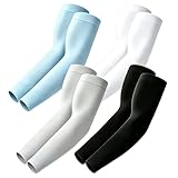 NOVEINN 4 Pairs Cooling Arm Sleeves for Men Women - Breathable, UV Sun Protection, Sports Compression Sleeves for Basketball Golf Cycling Hiking Outdoor