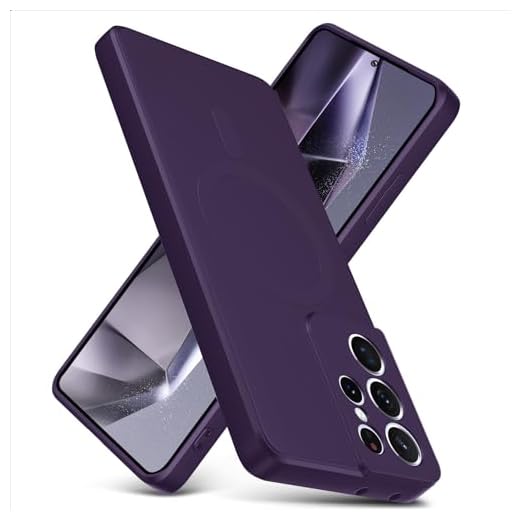 YSLBWLE Capa magnética para Galaxy S21 Ultra, capa fina de silicone líquido, à prova de choque, capa de telefone fina para Galaxy S21 Ultra, capa protetora de câmera de corpo inteiro - roxo profundo